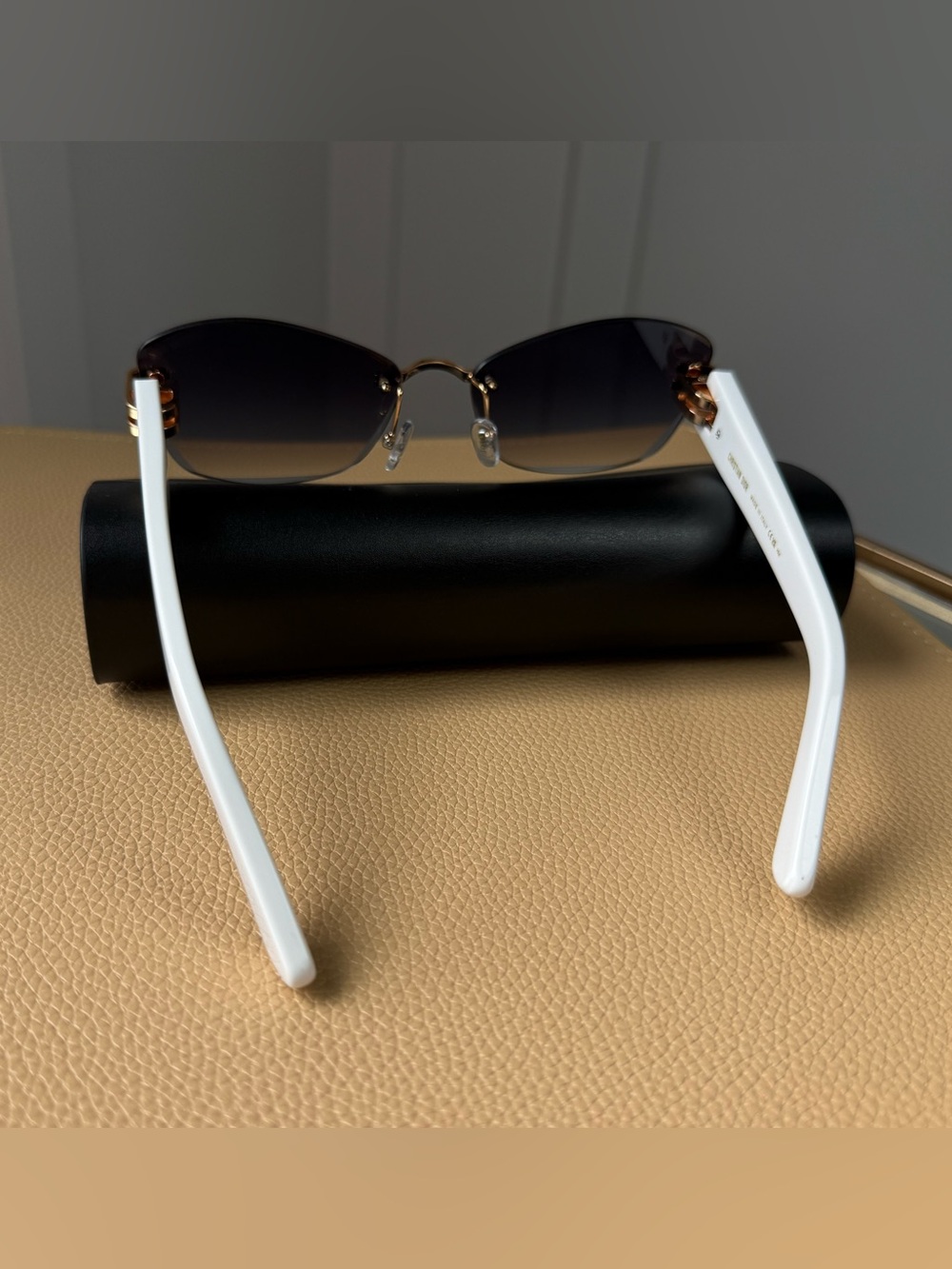 Dior Rimless Sunglasses with Gold Bridge and Black Gradient Lenses - Picture 6 of 9